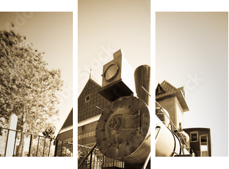 Stara lokomotywa parowa - Obraz trzyczęściowy, Tryptyk