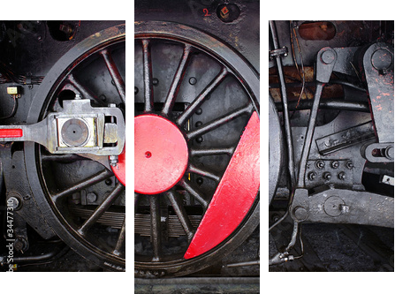 Koło lokomotywy - Obraz trzyczęściowy, Tryptyk