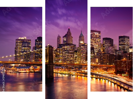 Nowy Jork Manhattan Pont de Brooklyn - Obraz trzyczęściowy, Tryptyk