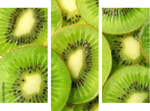 Zielone plasterki soczystego owocu - Obraz trzyczęściowy, Tryptyk