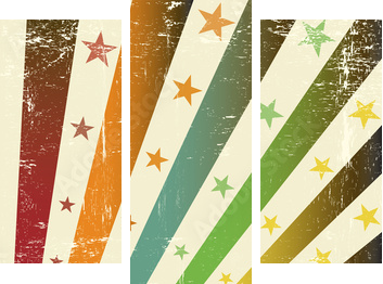 retro multicolor flaga grunge - Obraz trzyczęściowy, Tryptyk