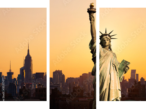 Statua Wolności w Nowym Jorku - Obraz trzyczęściowy, Tryptyk