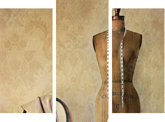 Antykwarska suknia forma i krzesło z rocznika uczuciem - Obraz trzyczęściowy, Tryptyk