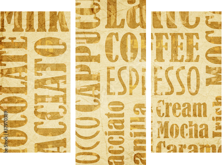 stary tło kawy - Obraz trzyczęściowy, Tryptyk