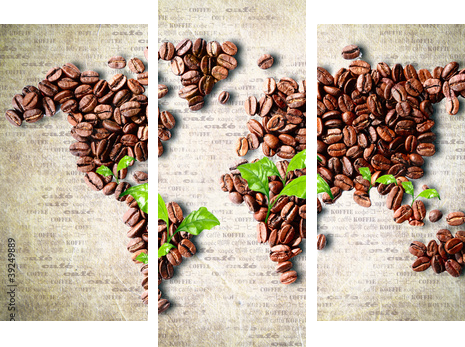 Kawa na całym świecie - Obraz trzyczęściowy, Tryptyk