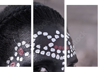 Plemienna twarz - Obraz trzyczęściowy, Tryptyk