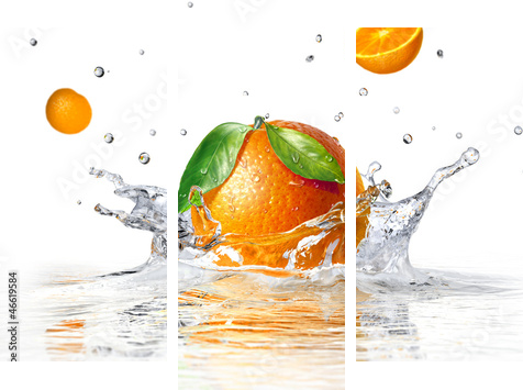 pomarańczowy plusk do czystej wody - Obraz trzyczęściowy, Tryptyk