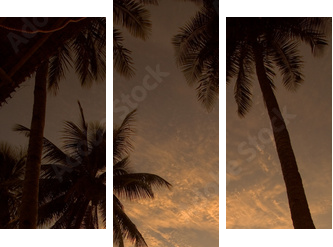 Relaksujący zachód słońca hamaku - Obraz trzyczęściowy, Tryptyk
