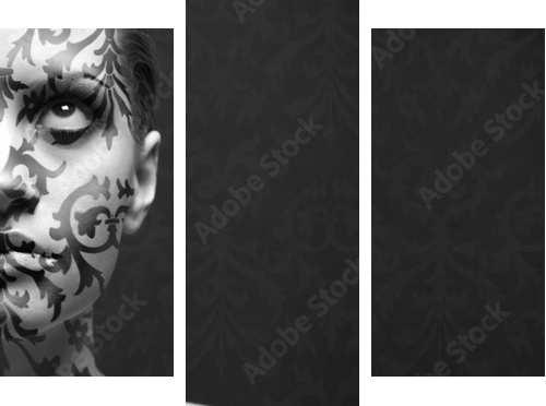 portret dziewczynki z make-up - Obraz trzyczęściowy, Tryptyk