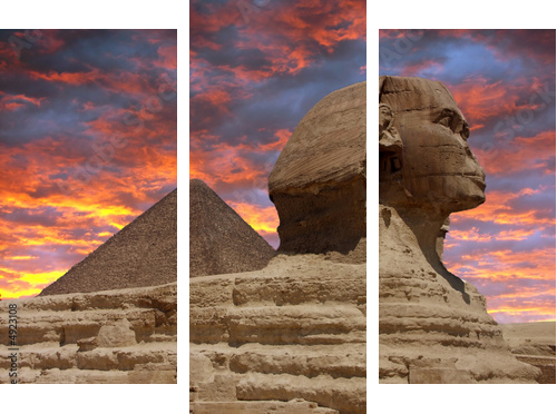 Piramida i Sfinks w Giza, Kair - Obraz trzyczęściowy, Tryptyk