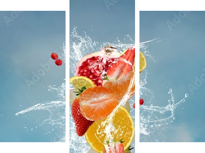 Mieszane świeże owoce - Obraz trzyczęściowy, Tryptyk