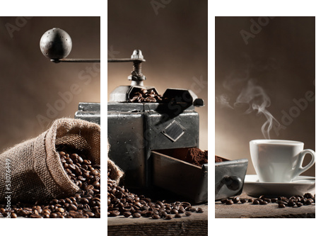 młynek do kawy - Obraz trzyczęściowy, Tryptyk