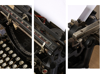 Maszyna do pisania z papierem rozproszonym - koncepcyjny obraz - Obraz trzyczęściowy, Tryptyk