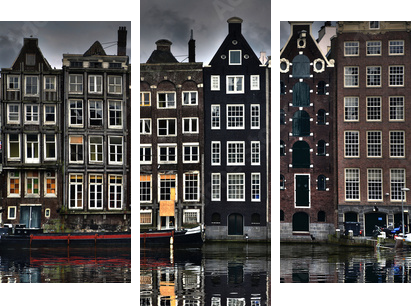 Domy Amsterdamu - Obraz trzyczęściowy, Tryptyk