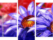 piękna 3d kwiat panoramiczny - Obraz trzyczęściowy, Tryptyk