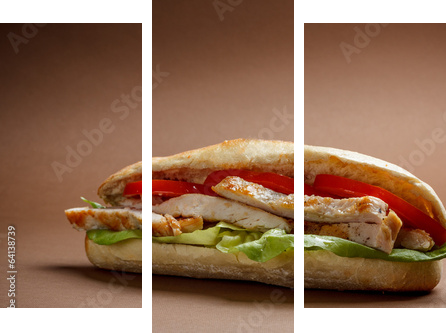 Grillowana kanapka z kurczakiem - Obraz trzyczęściowy, Tryptyk