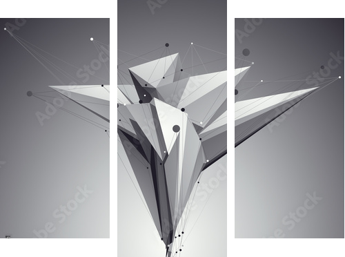 3D siatki nowożytnego stylu abstrakcjonistyczny tło, origami futurystyczny tem - Obraz trzyczęściowy, Tryptyk