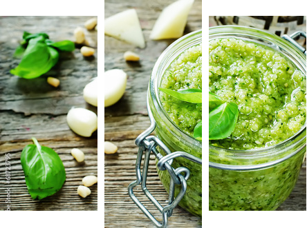 świeży sos pesto - Obraz trzyczęściowy, Tryptyk