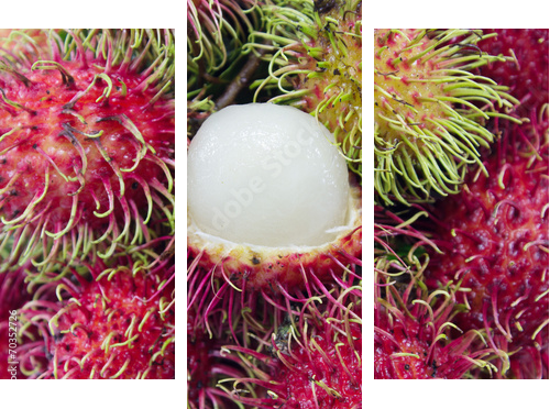 Owoce Rambutan - Obraz trzyczęściowy, Tryptyk