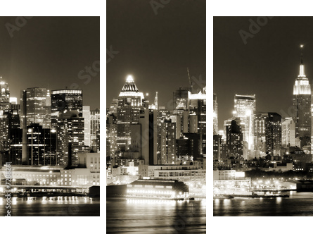 Manhattan West side at night - Obraz trzyczęściowy, Tryptyk