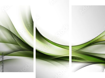 zielona abstrakcja na szarym tle - Obraz trzyczęściowy, Tryptyk