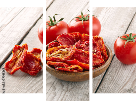 Suszone i świeże pomidory - Obraz trzyczęściowy, Tryptyk