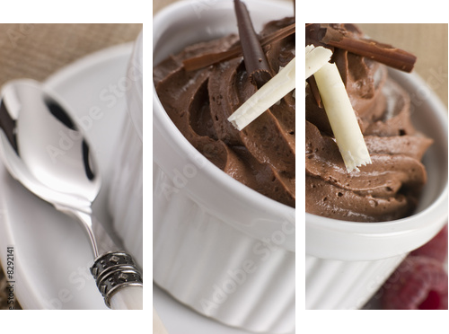 Mus czekoladowy z malinami - Obraz trzyczęściowy, Tryptyk