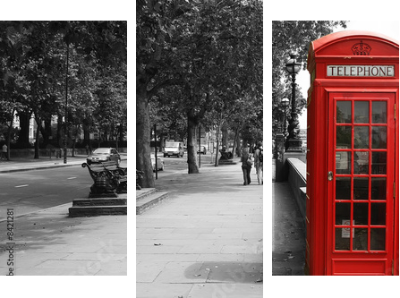 Park w Londynie – Butka Telefoniczna - Obraz trzyczęściowy, Tryptyk
