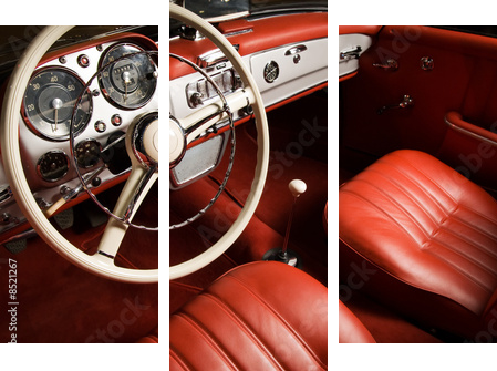 Luksusowe wnętrze samochodu - Obraz trzyczęściowy, Tryptyk