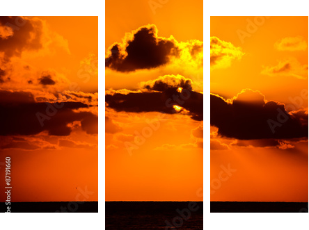 Tropikalny zachód słońca - Obraz trzyczęściowy, Tryptyk