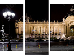 Petit Palais (Mały Pałac) w Paryżu w nocy - Obraz trzyczęściowy, Tryptyk
