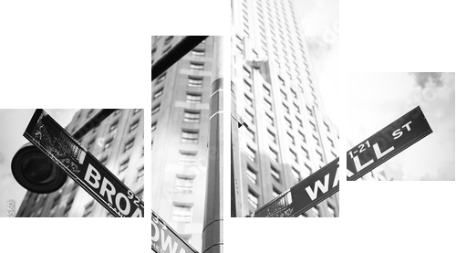 Wall Street i Broadway podpisują wewnątrz Manhattan, Nowy Jork, usa - Obraz czteroczęściowy, Fortyk