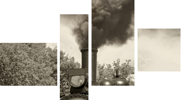 Stara sepia lokomotywy - Obraz czteroczęściowy, Fortyk