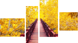 drewniany most - Obraz czteroczęściowy, Fortyk
