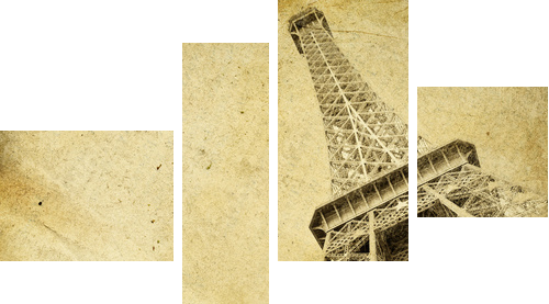 papier vintage z wieżą eiffla - Obraz czteroczęściowy, Fortyk