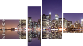 Panoramę Nowego Jorku i refleksji w nocy - Obraz czteroczęściowy, Fortyk