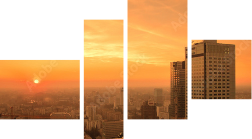 Zachód słońca nad centrum Warszawy - Obraz czteroczęściowy, Fortyk