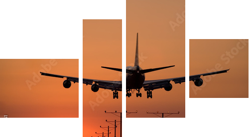 sunset jet landing 3 - Obraz czteroczęściowy, Fortyk