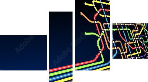 Linie metra – eksplozja kolorów - Obraz czteroczęściowy, Fortyk