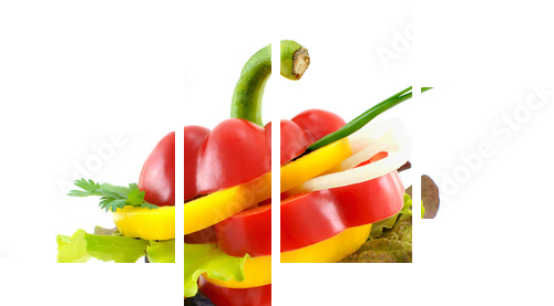 Kolorowa papryka - eksplozja smaków - Obraz czteroczęściowy, Fortyk