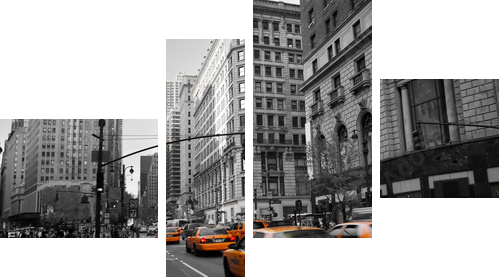 Taksówki na Manhattanie - Obraz czteroczęściowy, Fortyk