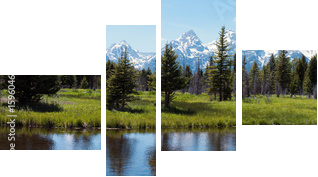Grand Tetons i refleksji - Obraz czteroczęściowy, Fortyk