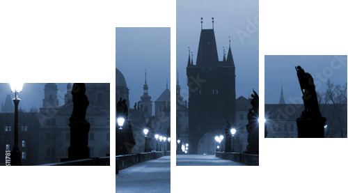 Most Karola, (niebieski) praga - Obraz czteroczęściowy, Fortyk