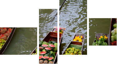 Bangkok - wodny targ owocowo warzywny - Obraz czteroczęściowy, Fortyk