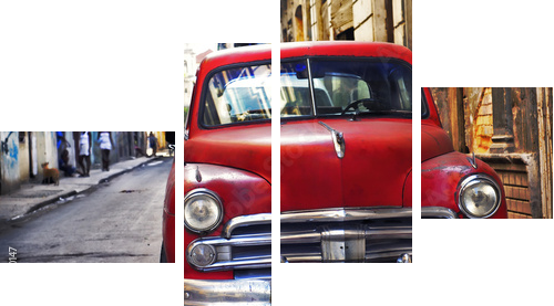 Stary samochód Havana - Obraz czteroczęściowy, Fortyk