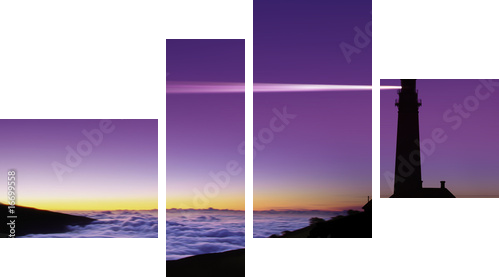 Latarnia morska na skalistym wybrzeżu - Obraz czteroczęściowy, Fortyk
