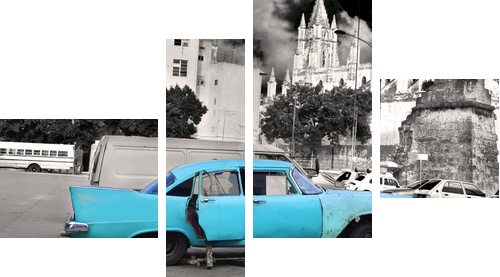 Stary samochód Hawany - Obraz czteroczęściowy, Fortyk