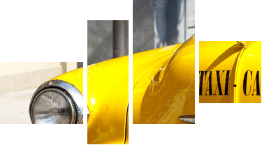 Vintage Yellow Cab - Obraz czteroczęściowy, Fortyk