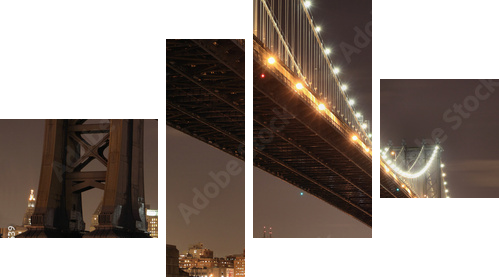New York City Skyline i Manhattan Bridge w nocy - Obraz czteroczęściowy, Fortyk
