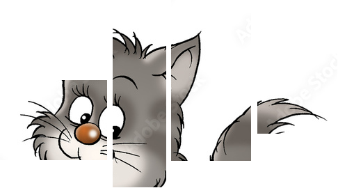 mały szary kotek - Obraz czteroczęściowy, Fortyk